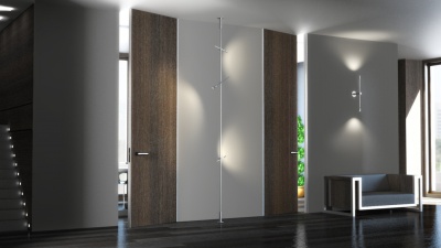 Скрытая дверь AURUM SKY 60мм  Invisible, от себя, Грунт под покраску, 700/800/900*3000 мм.