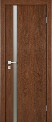 Межкомнатная дверь Практика К11 Строганный шпон, Сукупира+каленое стекло сатин бесцветный, 600/700/800/900*2000 мм.