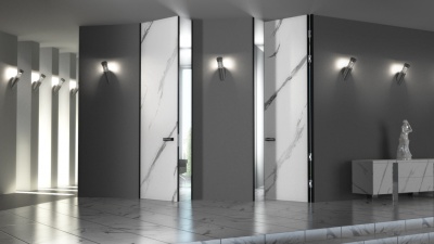 Скрытая дверь AURUM 60мм Invisible, от себя, Грунт под покраску, 600/700/800/900*2000 мм.