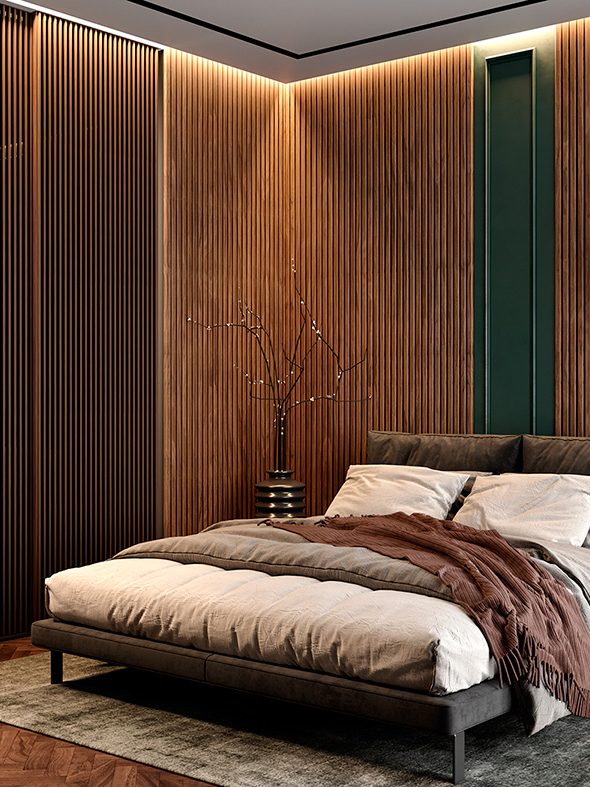 Декоративные рейки Sofia в интерьере спальни